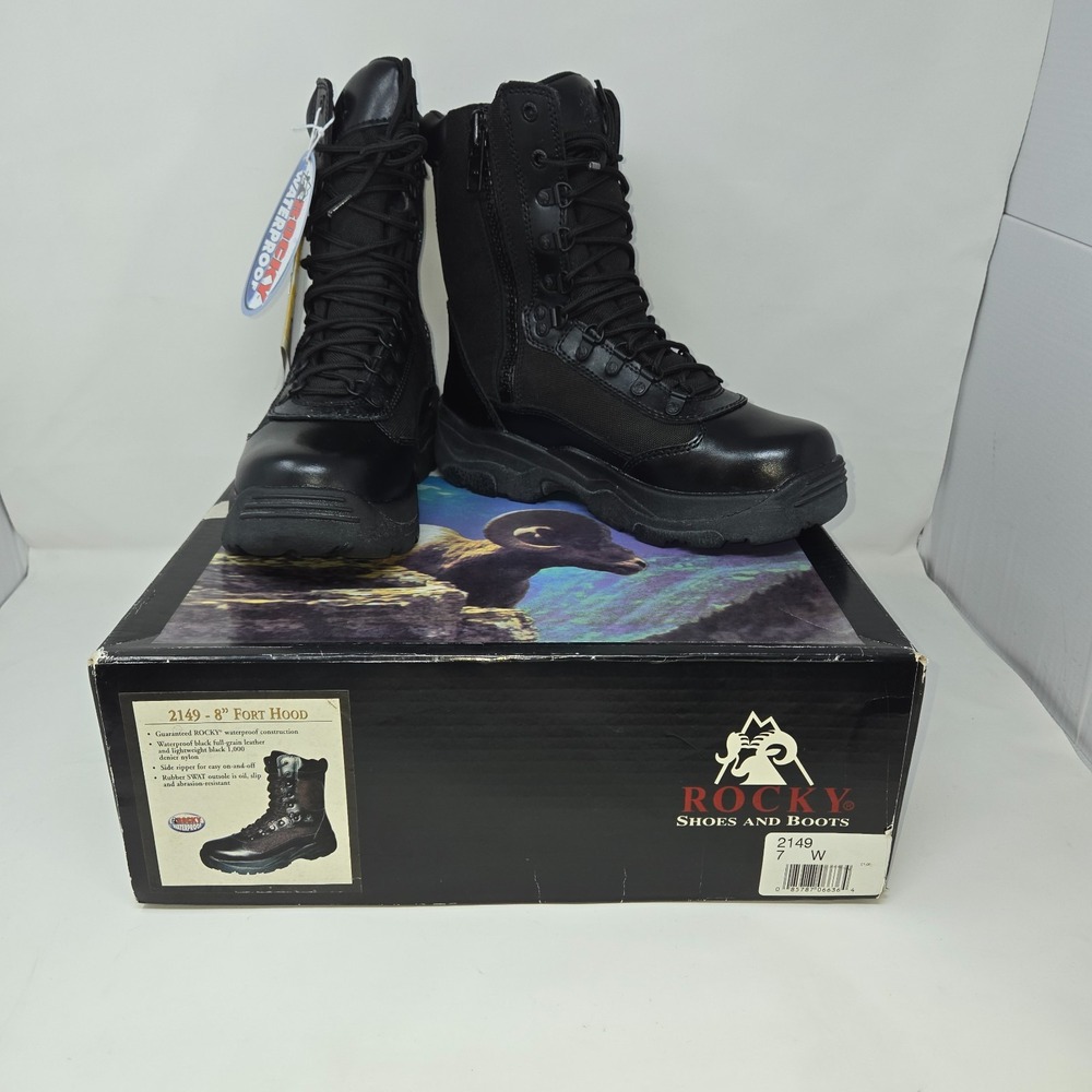Rocky 8 Fort Hood Waterproof Duty 2149 Men's Boots Black Leather Style Size 7W